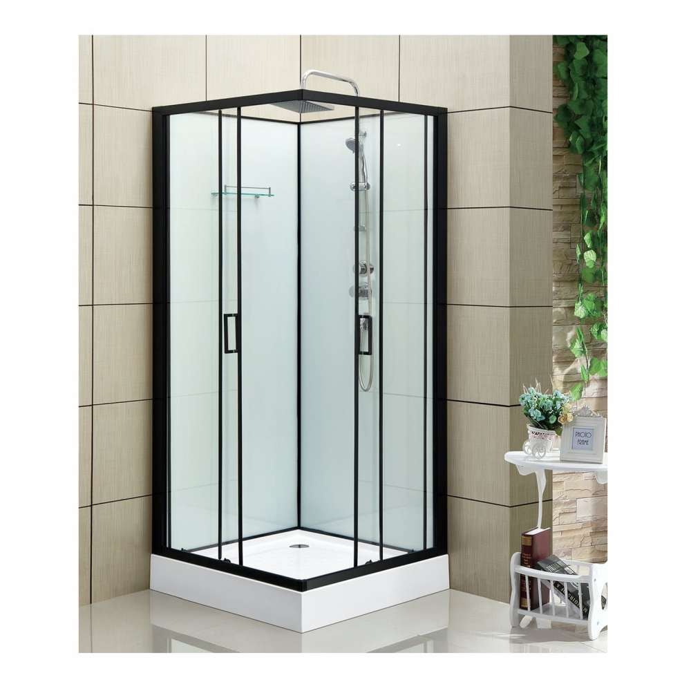 Bathlife Rymd Rak brusekabine klar/sort 90 x 90 x 215 cm