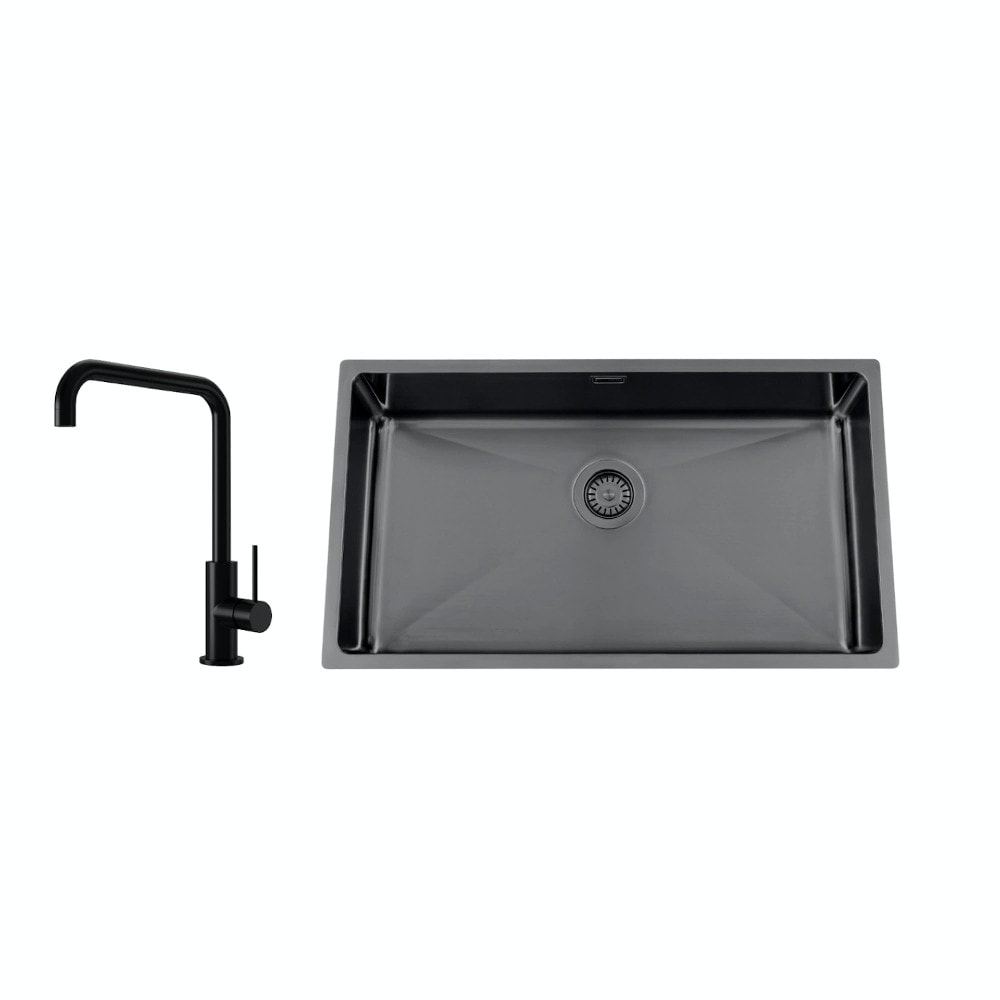 Nordic Tech Titan 730 X køkkenvask sort med PS Mood Shadow armatur