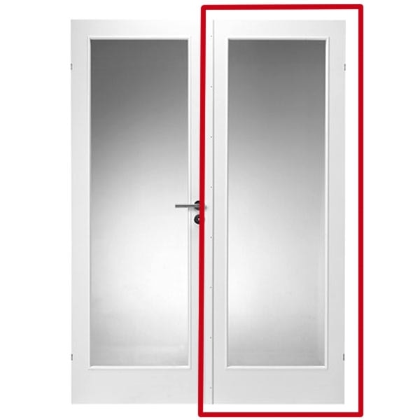 Dør, Swedoor Easy GW1 40 mm HVID glat dør m/ klart glas - 72,5x204 cm (8x21)