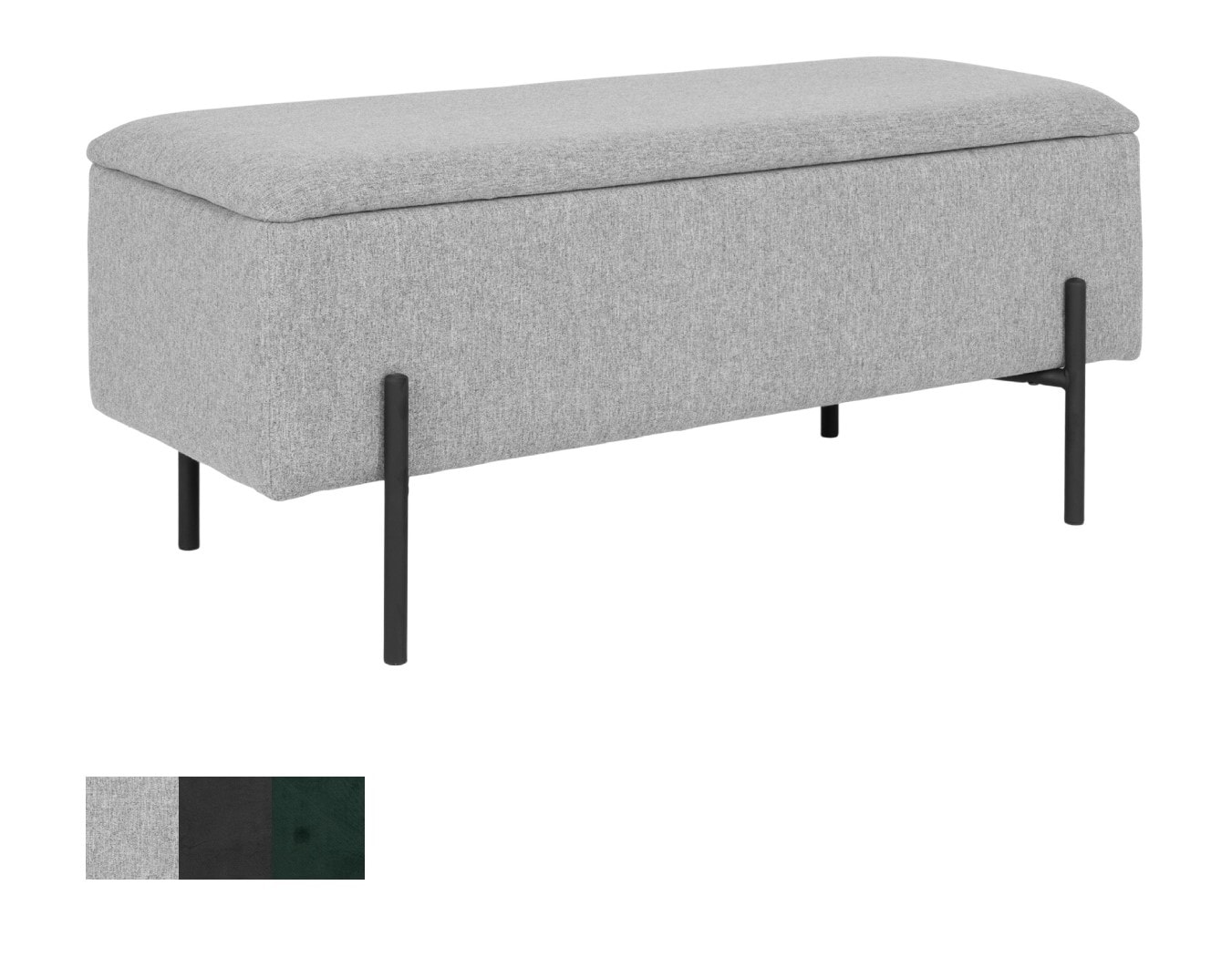 House Nordic Watford bænk i sort velour med opbevaring HN1207