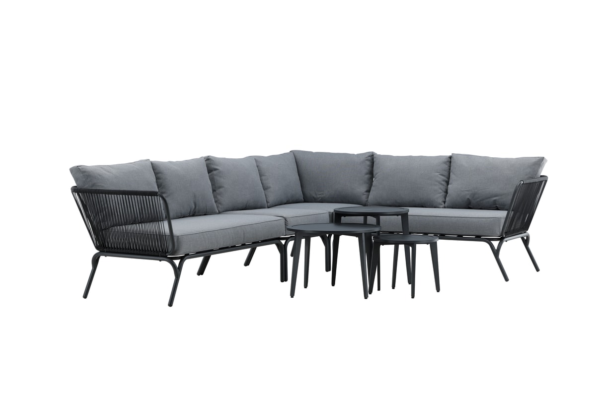 Venture Design Roxo sofasæt i sort med hynder i grå