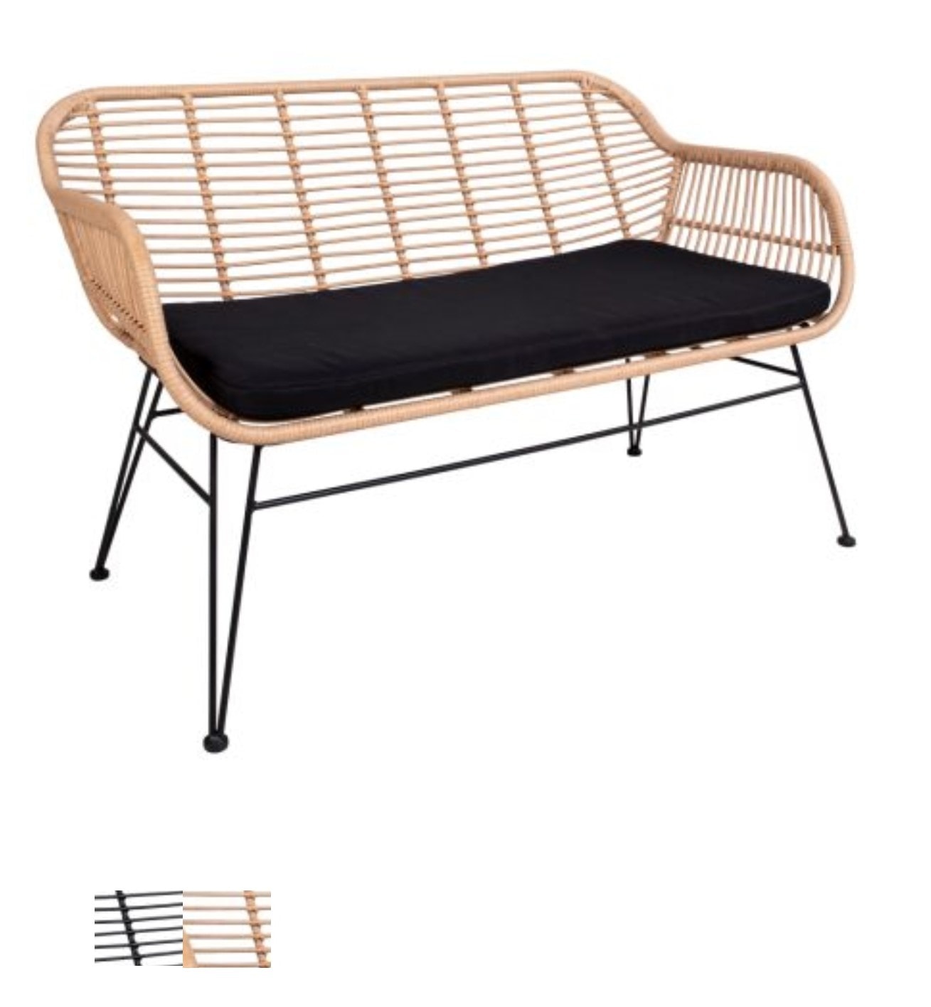 House Nordic Trieste sofa i sort rattan med hynde