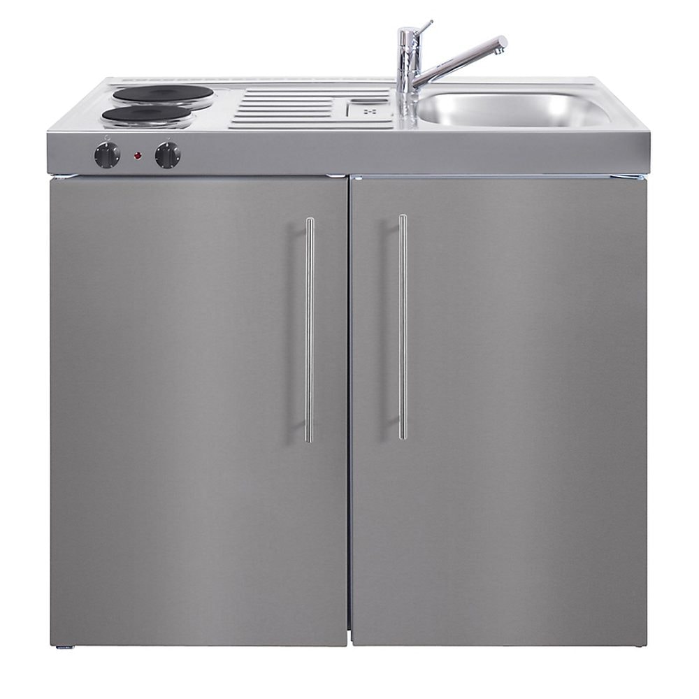 Juvel Premiumline minikøkken stål med kølefrys keramisk kog, vask tv. 100 cm