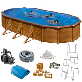 Swim & Fun Basic pool oval 610 x 375 x 120 cm i trælook 20.893 liter