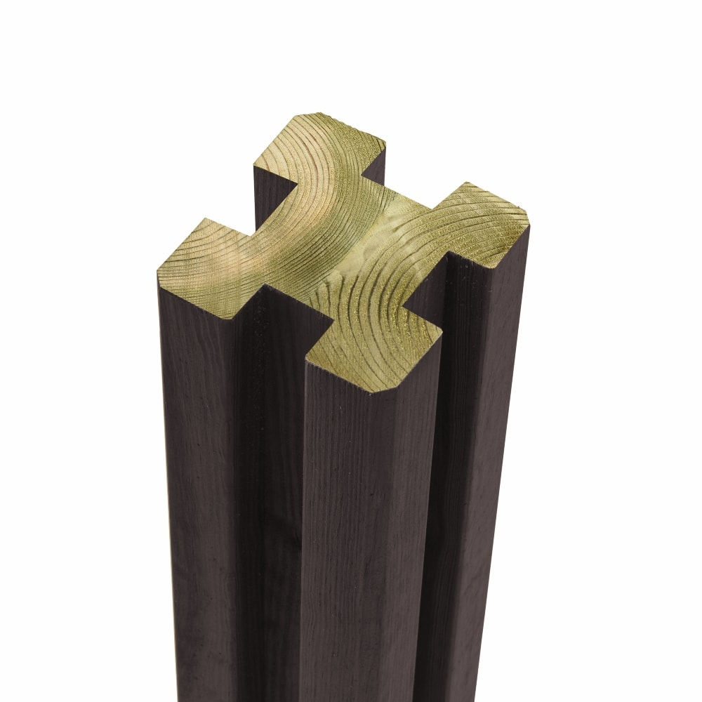 Plus omlimet profilstolpe 4 spor grundmalet sort 9 x 9 x 298 cm