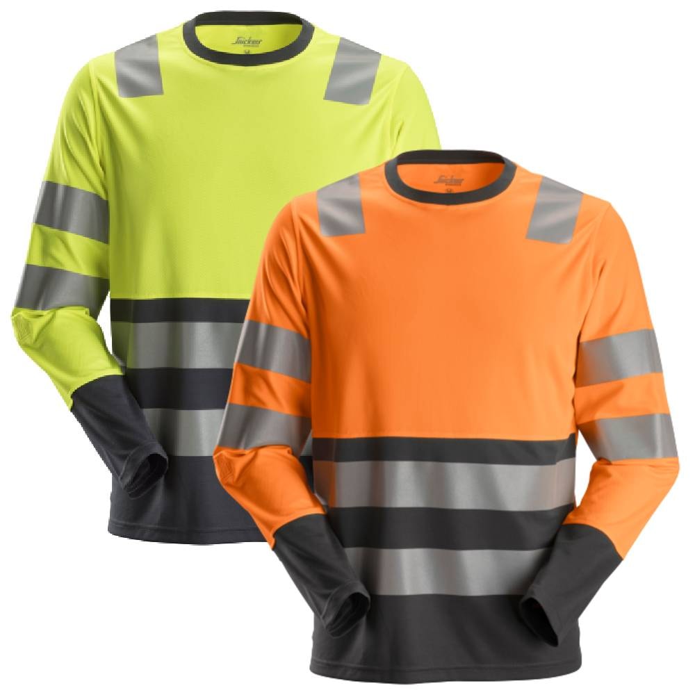 Snickers 2433 AllroundWork High-Vis t-shirt lange ærmer orange/koksgrå