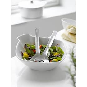 Steel-Function Milano salatskål i hvid porcelæn med bestik i stål 28 x 29 cm