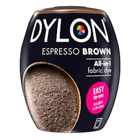 Dylon maskin tekstilfarve 11 Espresso Brown med salt. Pakke med 350 gram.