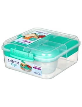 Sistema To Go Bento Cube madkasse med yoghurtbæger mintgrøn 1,25L