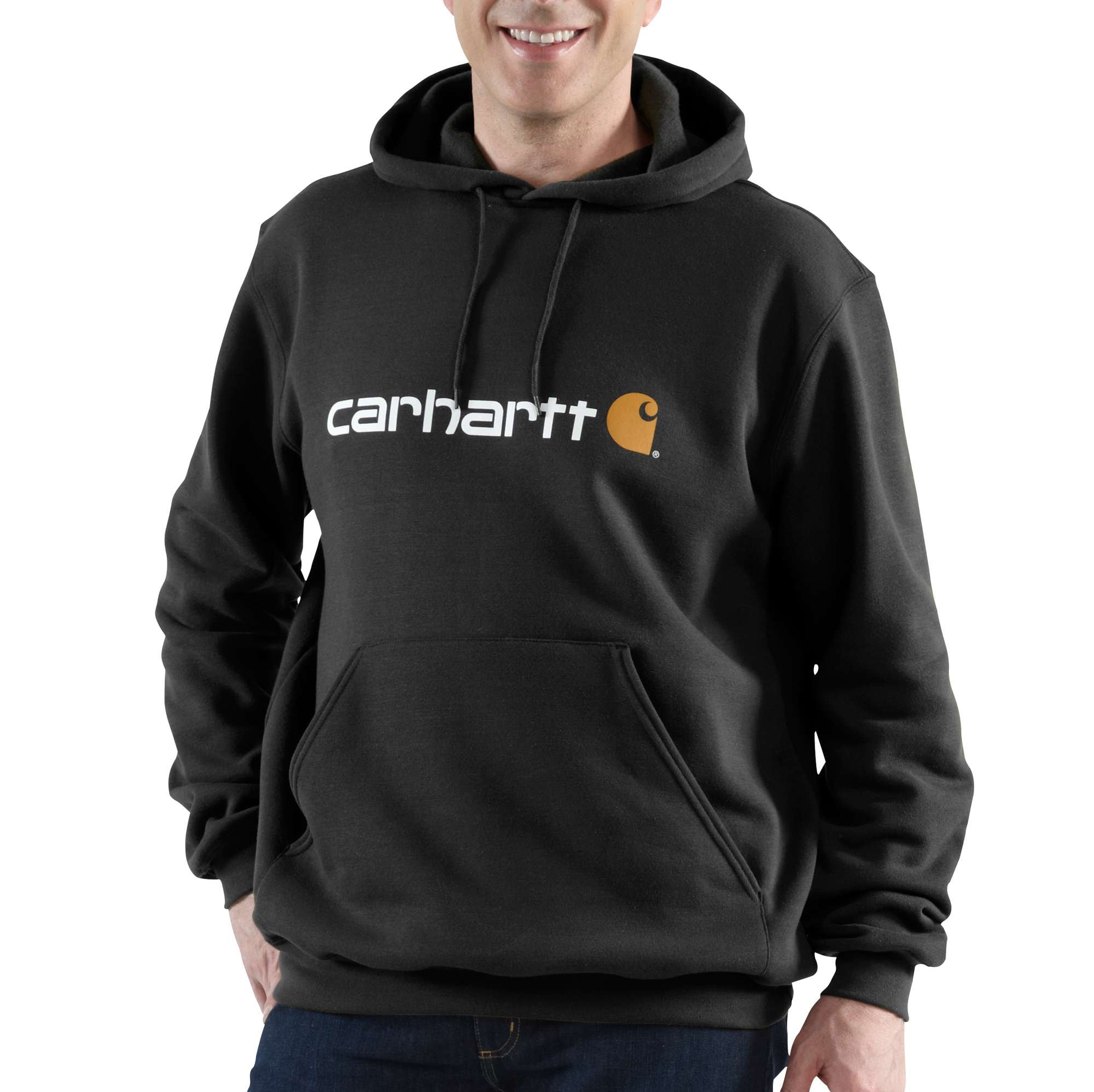 Carhartt Signatur Logo hættetrøje sort str. M