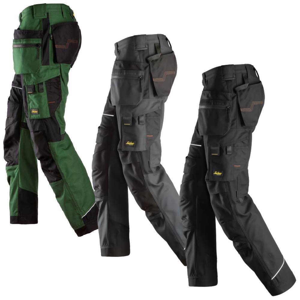 Snickers 6214 RuffWork Canvas+ arbejdsbuks+ med hylsterlommer sort str. 56