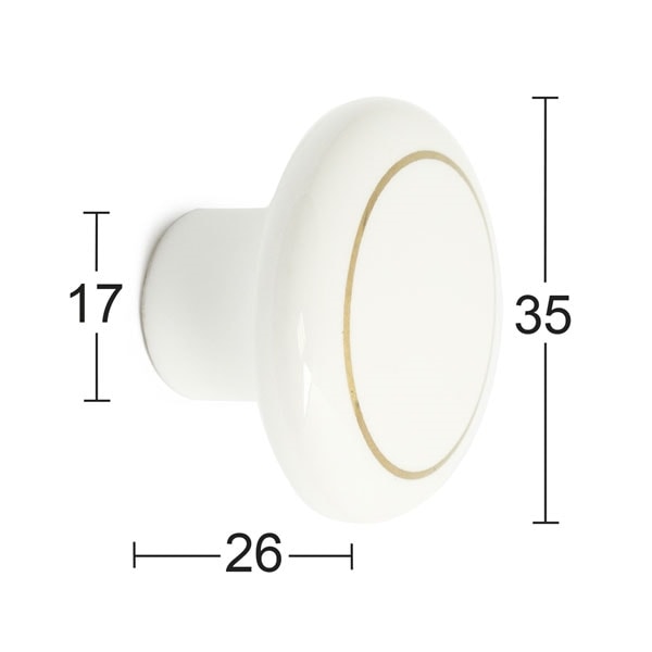 Habo Møbelknop 1Stk Porcelæn James Hvid