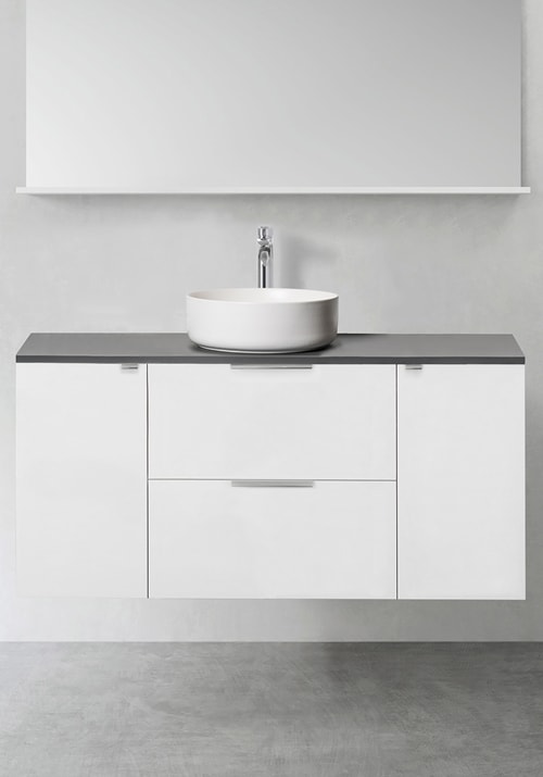 Hafa Shape 600 underskab med 2 x 300 sidemodul i hvid højglans med push-open