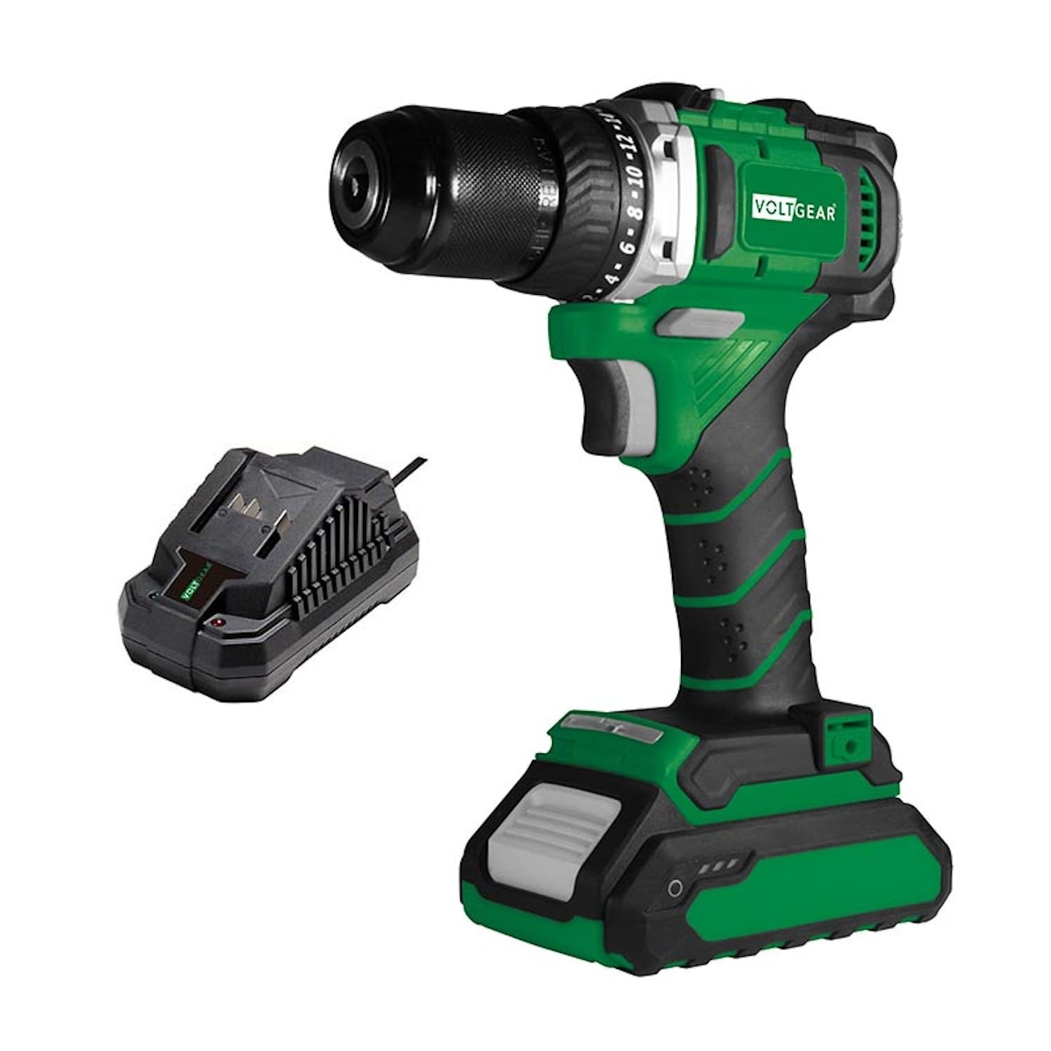 Voltgear Plus 20V skruemaskine kulløs med 2,0 Ah batteri og lader