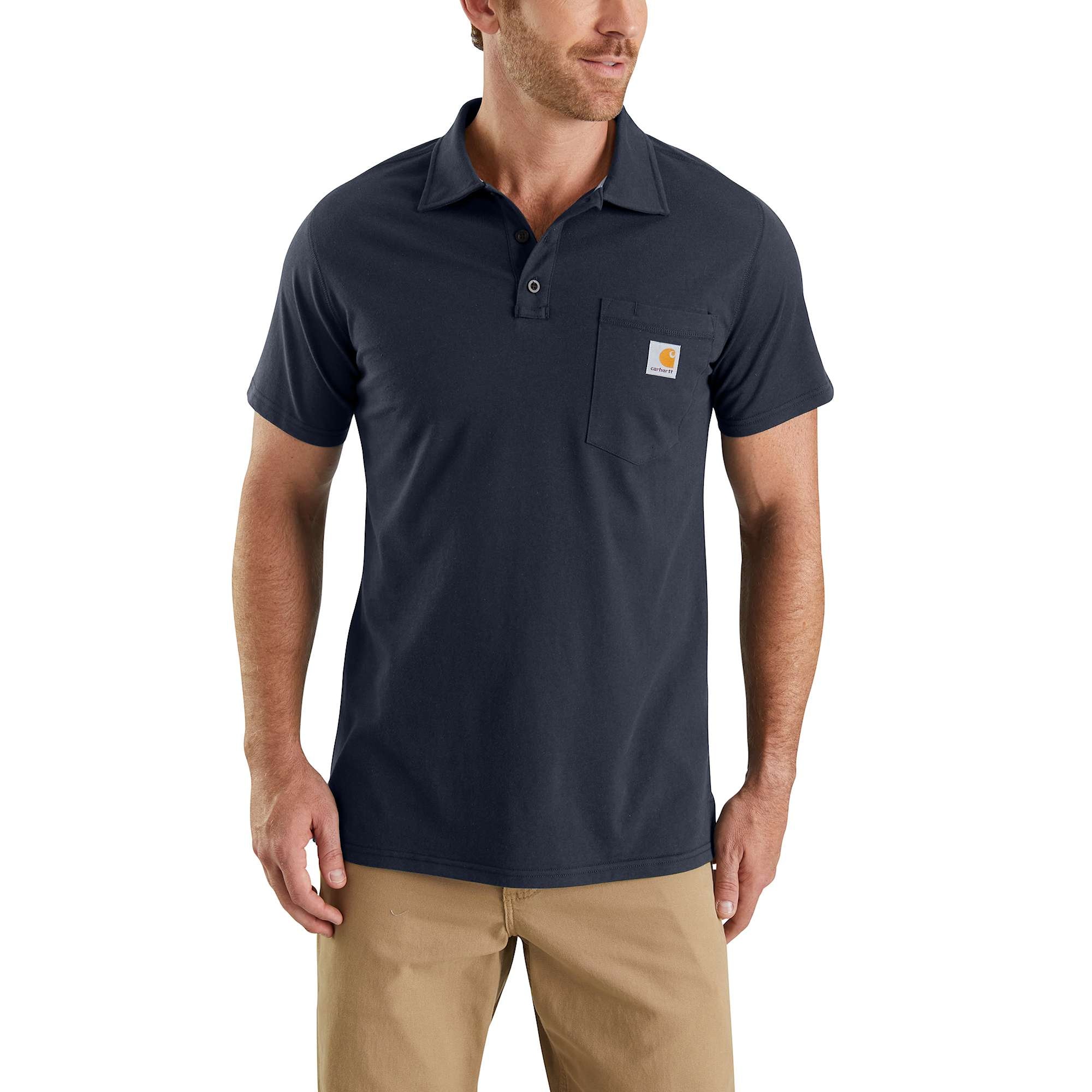 Carhartt Force Cotton Delmont Pocket Polo Shirt Men Navy XXL