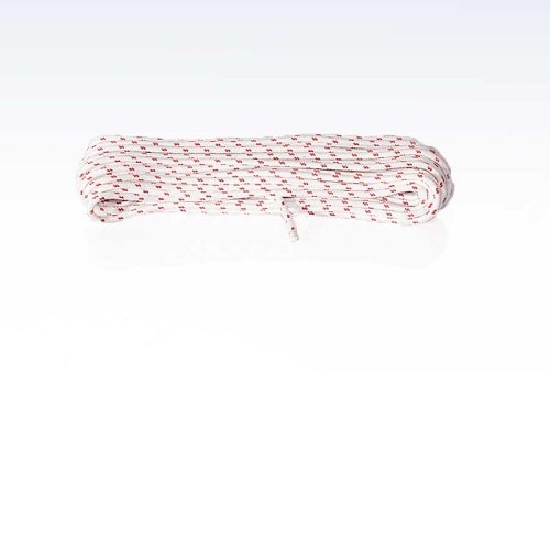 Skødetov i hvid med røde nister Ø6 mm x 30 m