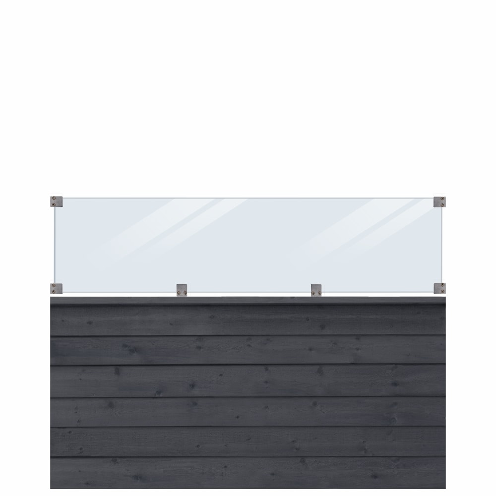 Plus Klink profilhegn i grundmalet sort PEFC RAL 9005 inkl. glas 174 x 125 cm
