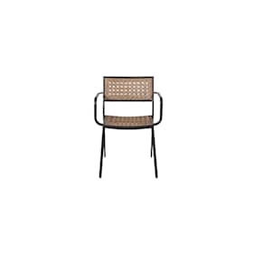 Venture Design Paola stol med armlæn sort stål/flet med sorte hynder