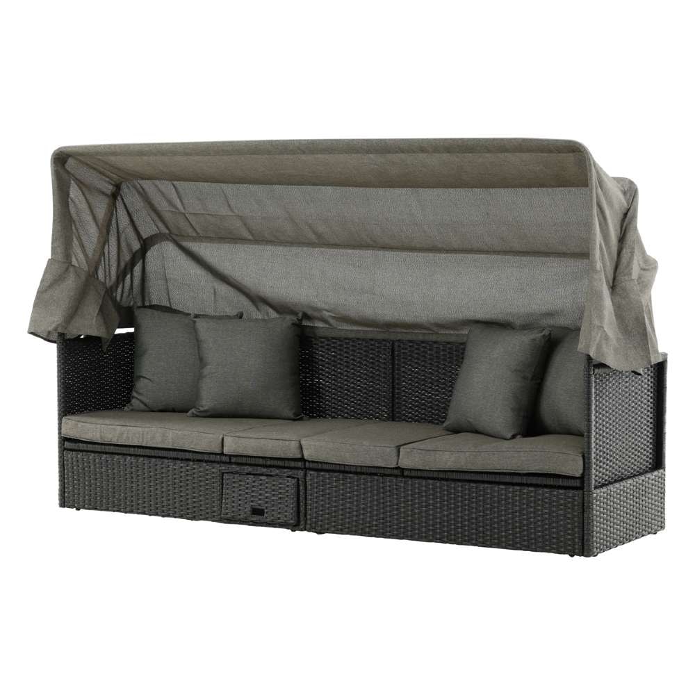 Venture Design Nopy loungesofa i sort flet med baldakin i grå