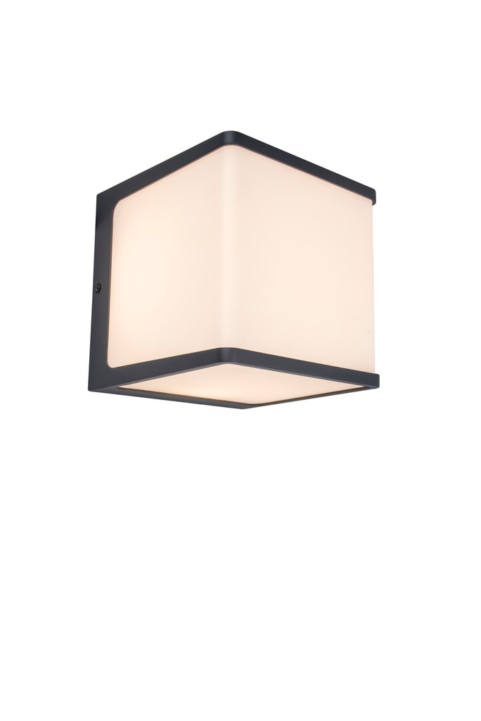 Lutec Doblo LED væglampe i mørkegrå/opal 15 x 15 x 15 cm 14,5W