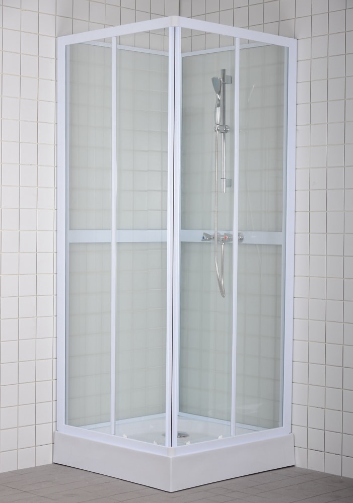 Milobad Venedig brusekabine hvid/klar 80 x 80 x 200 cm