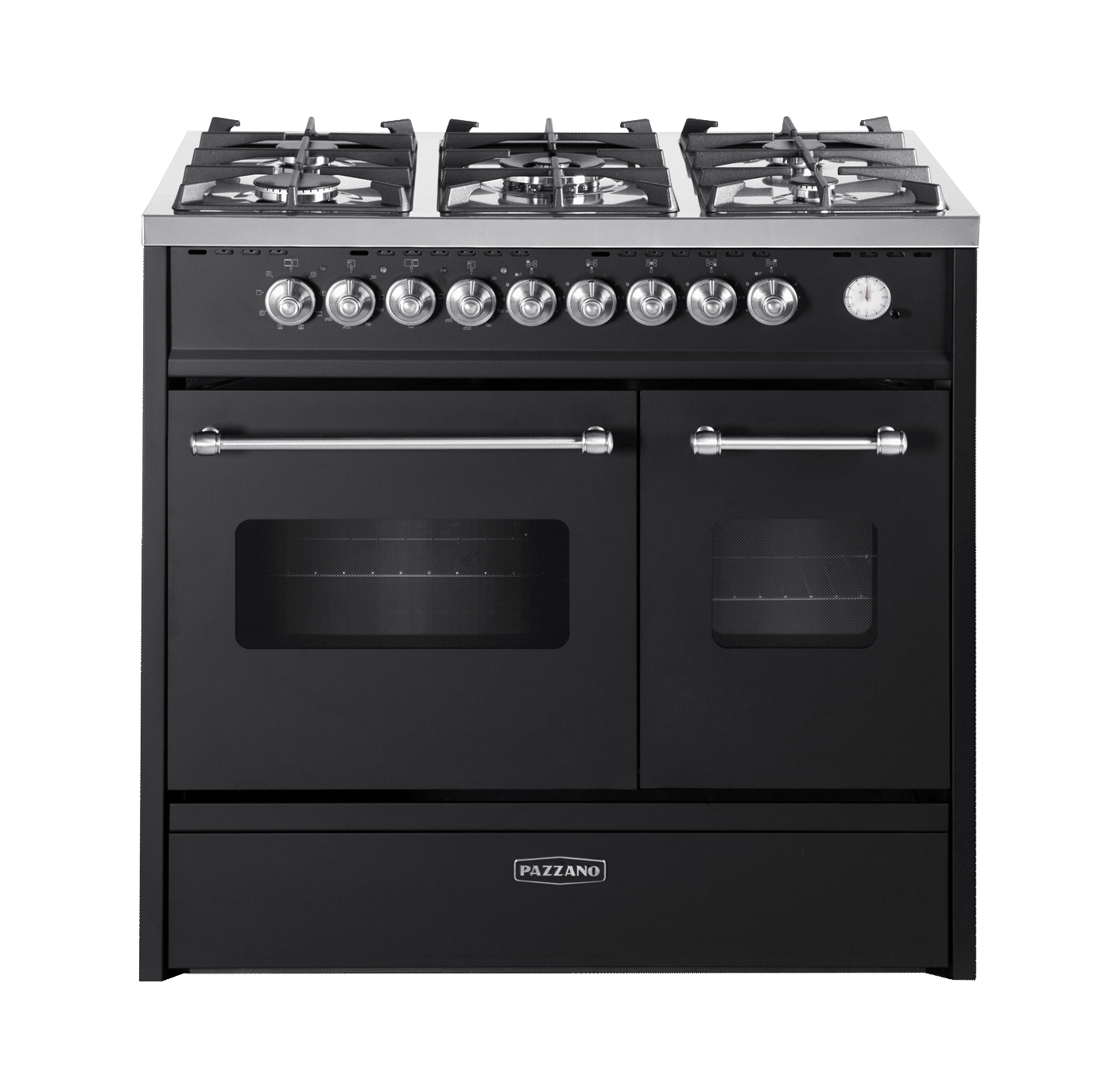 Pazzano Cuore gasskomfur 2 ovne sort/inox 90 cm