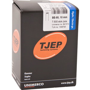 Tjep BE-80 10 mm klammer elgalvaniseret 7.500 stk.