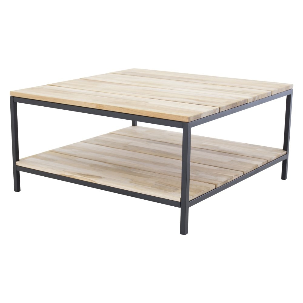 Venture Design Cirebon sofabord i sort og naturtræ 80 x 80 cm