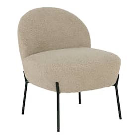 House Nordic Merida loungestol i gråbrun kunstig lammeskind med sorte ben