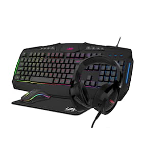 L33T-Gaming 4-i-1 All RGB bundle med headset, tastatur, mus og musemåtte