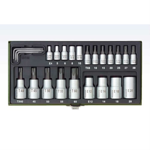 Proxxon topnøglesæt Tx 1/2"-1/4" med 23 dele