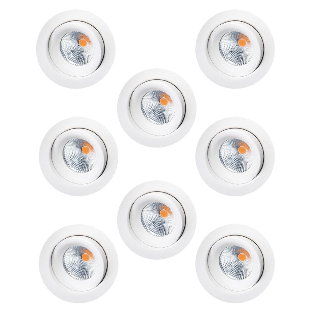 SG Junistar Eco IsoSafe DimToWarm LED indbygningsspot i hvid 7W IP44 8-pak
