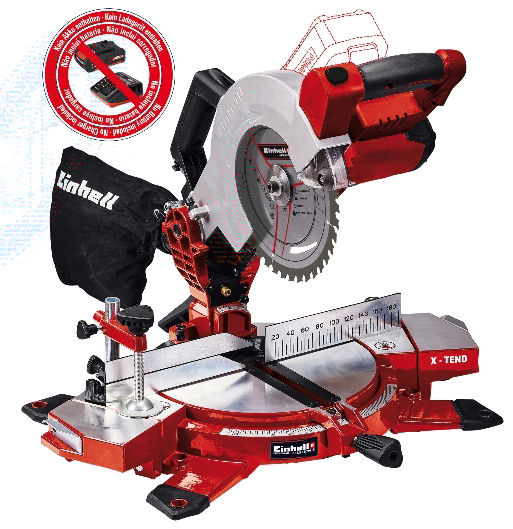 Einhell TE-MS 18/210 18V Li afkortersav uden batteri og lader Ø210 mm