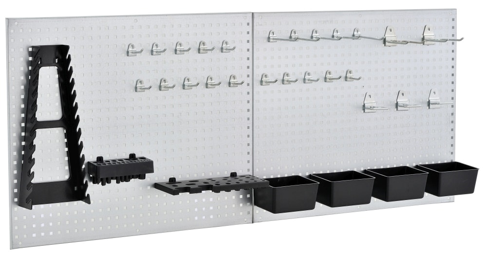 Værkstedsvæg/værktøjstavle inkl. holdere og kroge galv. 557 x 455 mm