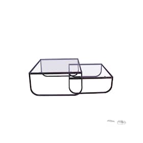 Venture Design Rocker sofabordsæt i hvid og røgfarvet glas 80 x 70 / 40 x 30 cm