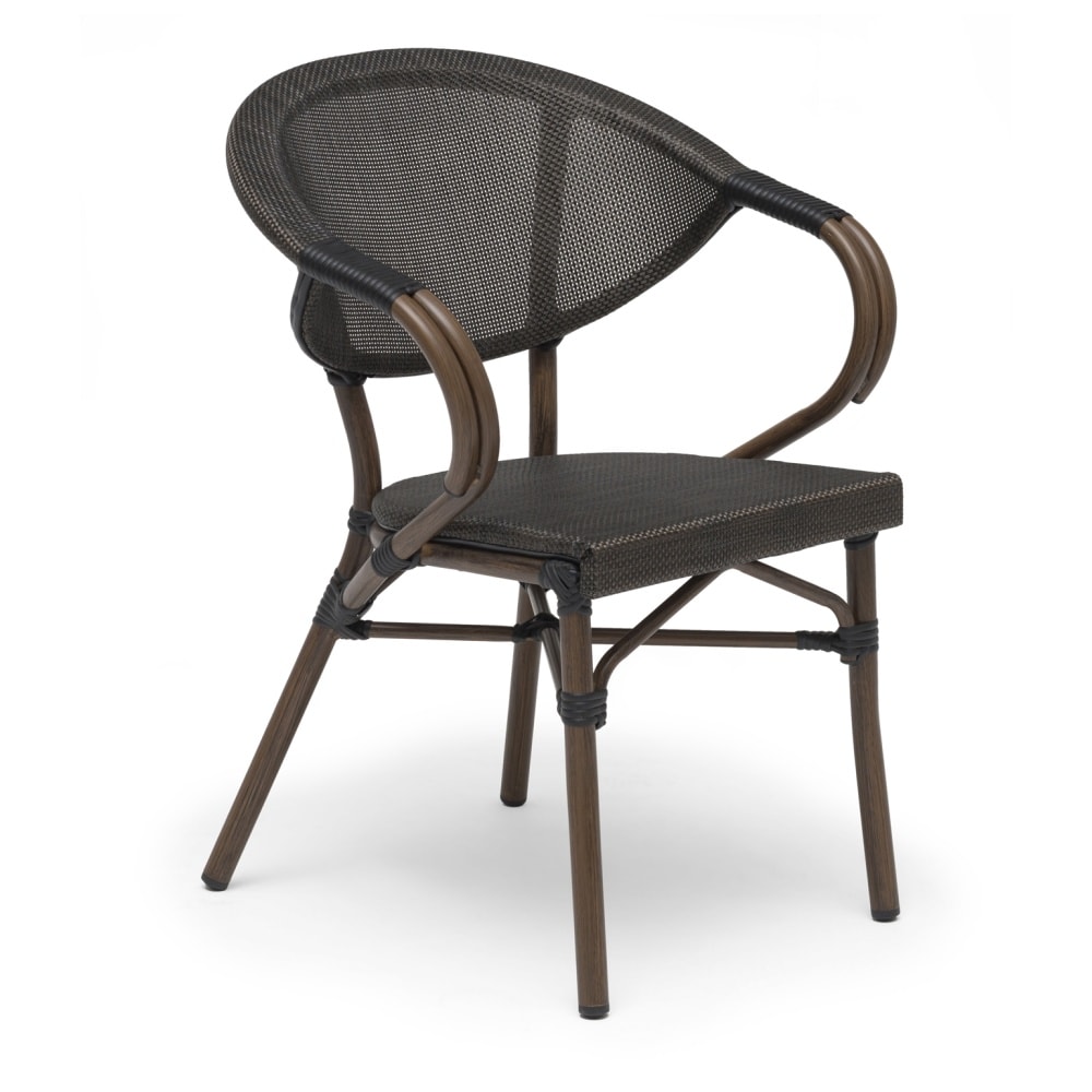 Hillerstorp Äppelhed caféstol i mørkebrun alu og sort tekstil