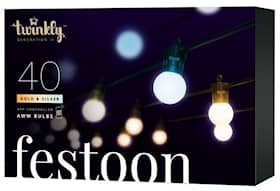 Twinkly Festoon Lights 40 AWW partylyskæde BT/WIFI IP44 20 meter