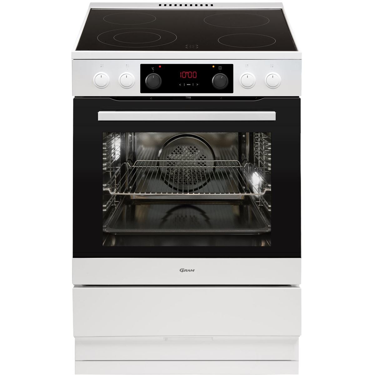 Gram EK 16642-92 glaskeramisk komfur hvid multifunktionsovn 77L