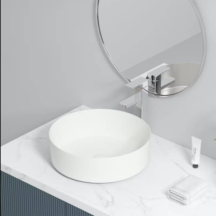 Bathlife Juvel fritstående håndvask i stål med bundventil Ø406 mm