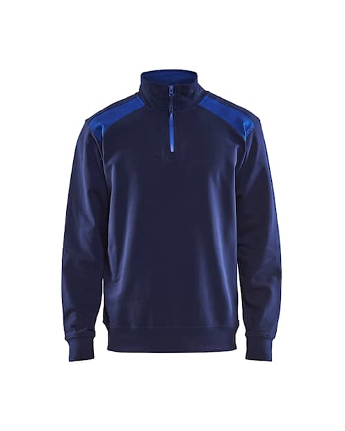 Blåkläder sweatshirt half zip marineblå/koboltblå M