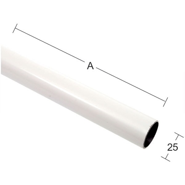 Habo bøjlestang hvid Ø25 mm L 1 m.