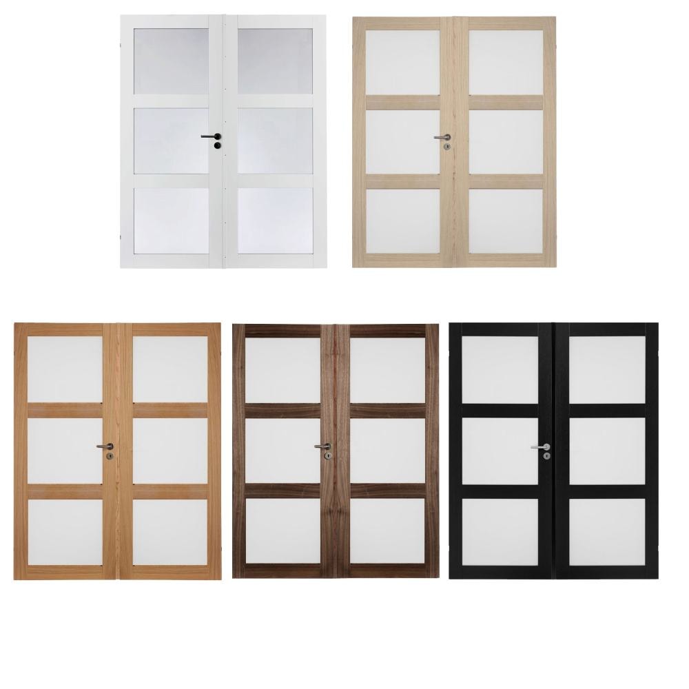 Swedoor Advanced-Line Unique GW03L+GW03L fyldningsdør 40 mm dobbelt med glas