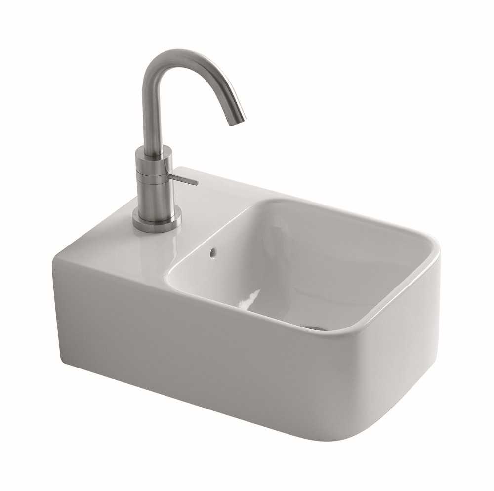 Lavabo AXA 1025 porcelænsvask i hvid med hanehul, til væg / bord 24 x 35,5 cm