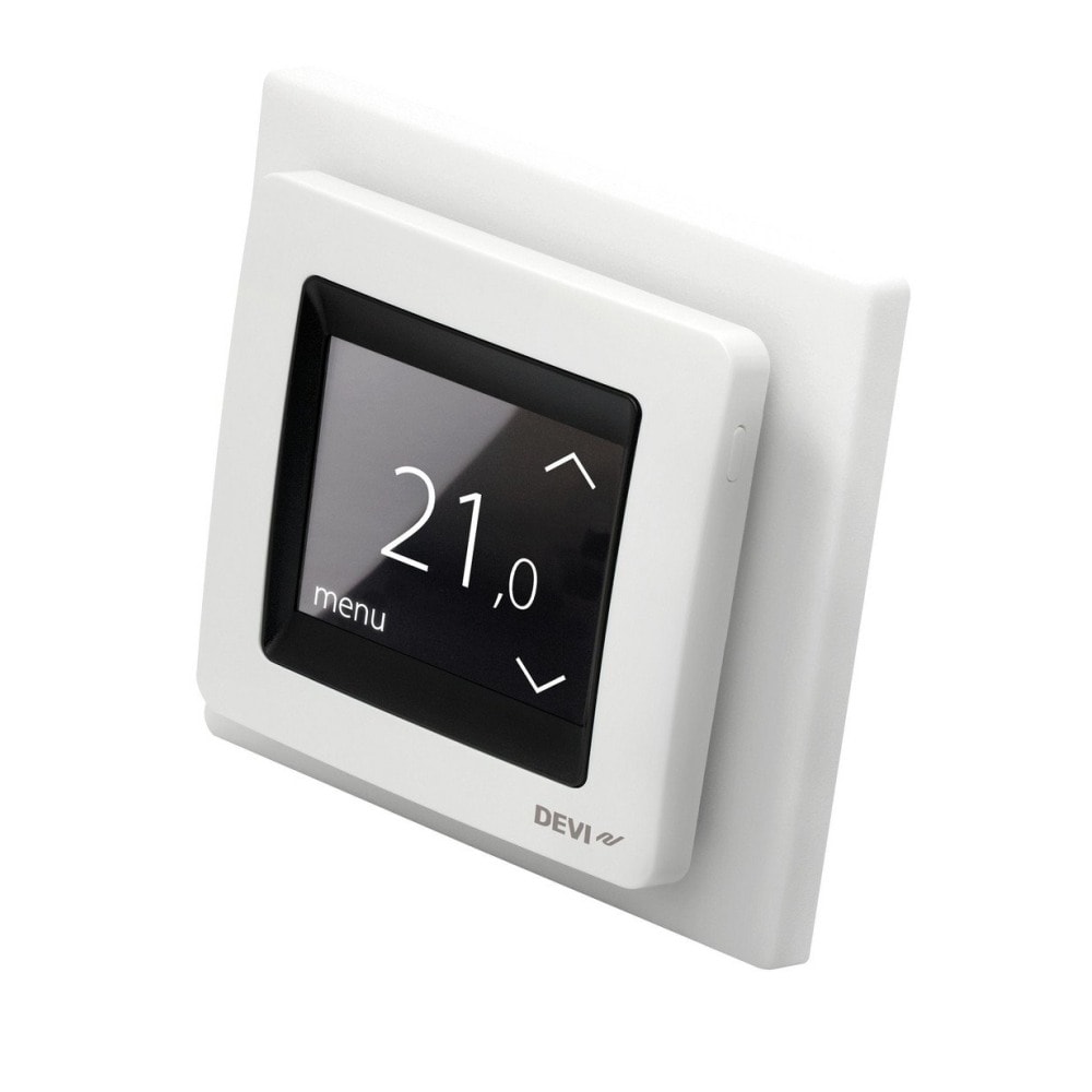 Devi DEVIreg Touch Design Frame Pure White timer-termostat til elgulvvarme