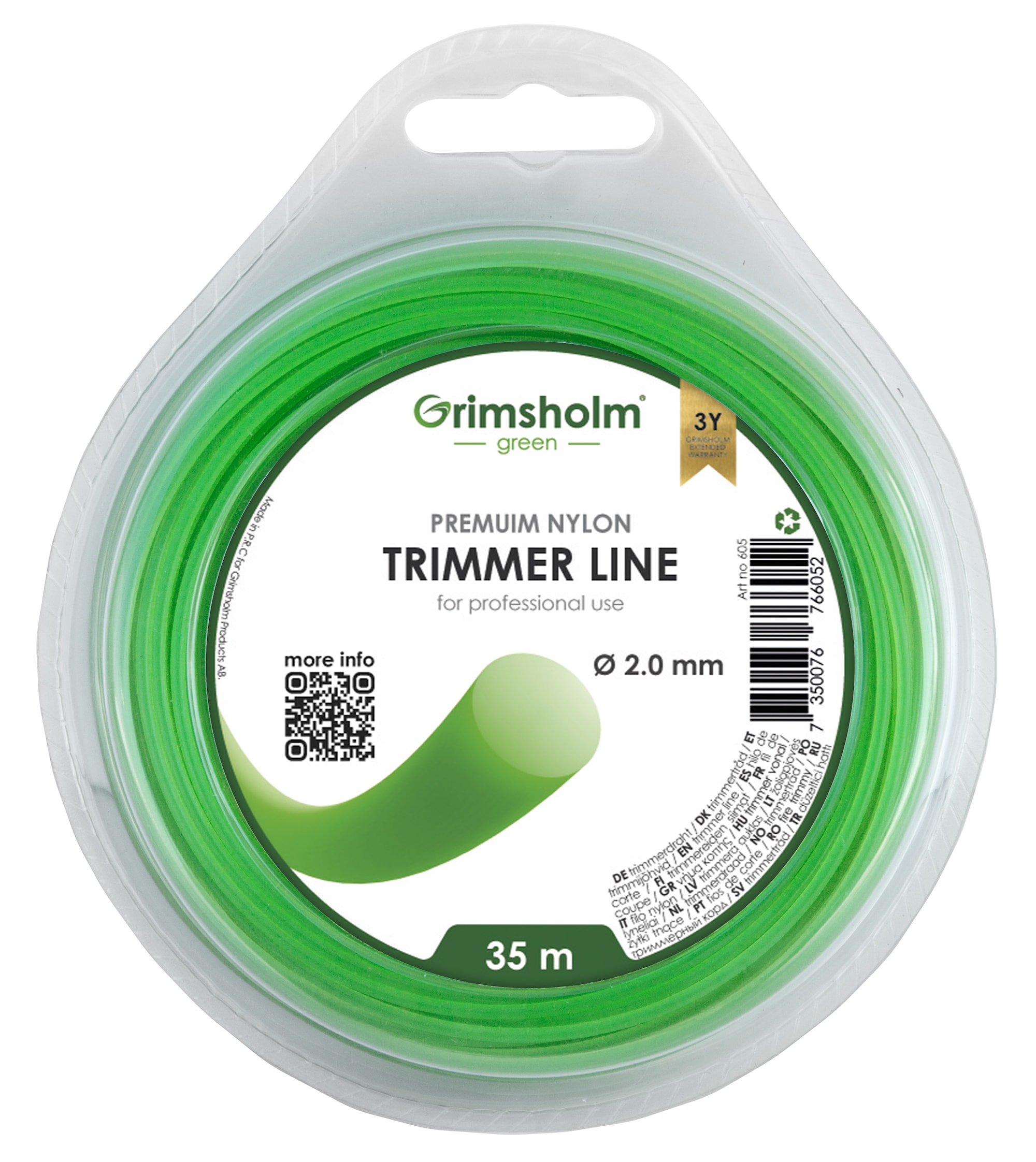 Grimsholm Trimmertåd Rund Grøn 2,0mm 35m