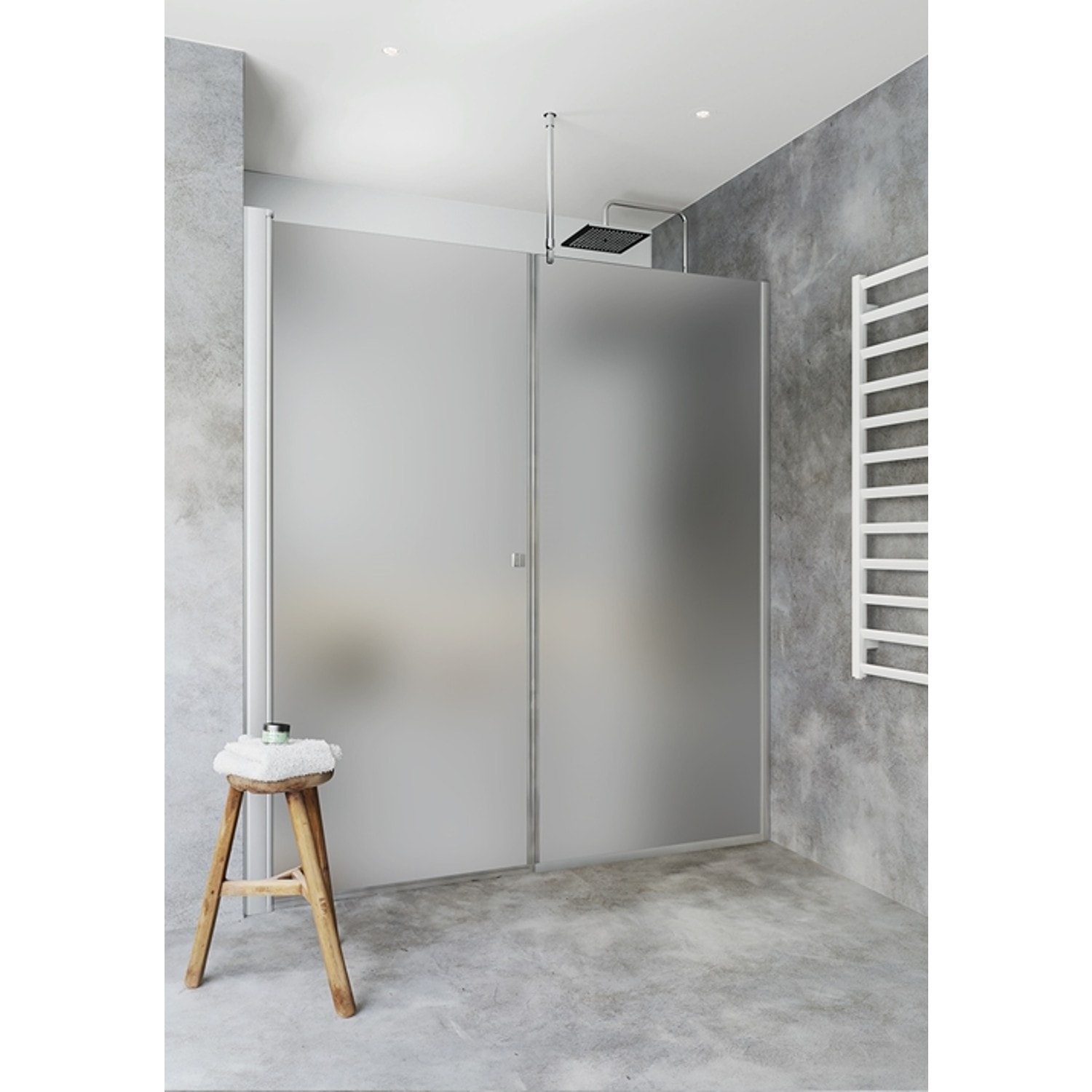 Hafa Igloo Pro bruseniche dobbelt lige + fast i mat glas/alu 90 x 130 x 200 cm