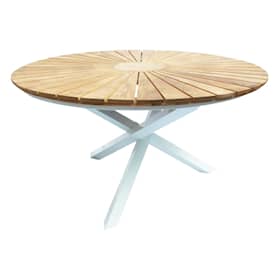 Venture Design Mexico spisebord i teak og hvid alu Ø140 cm