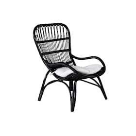Venture Design Ella loungestol med skammel i sort flet med off-white hynde