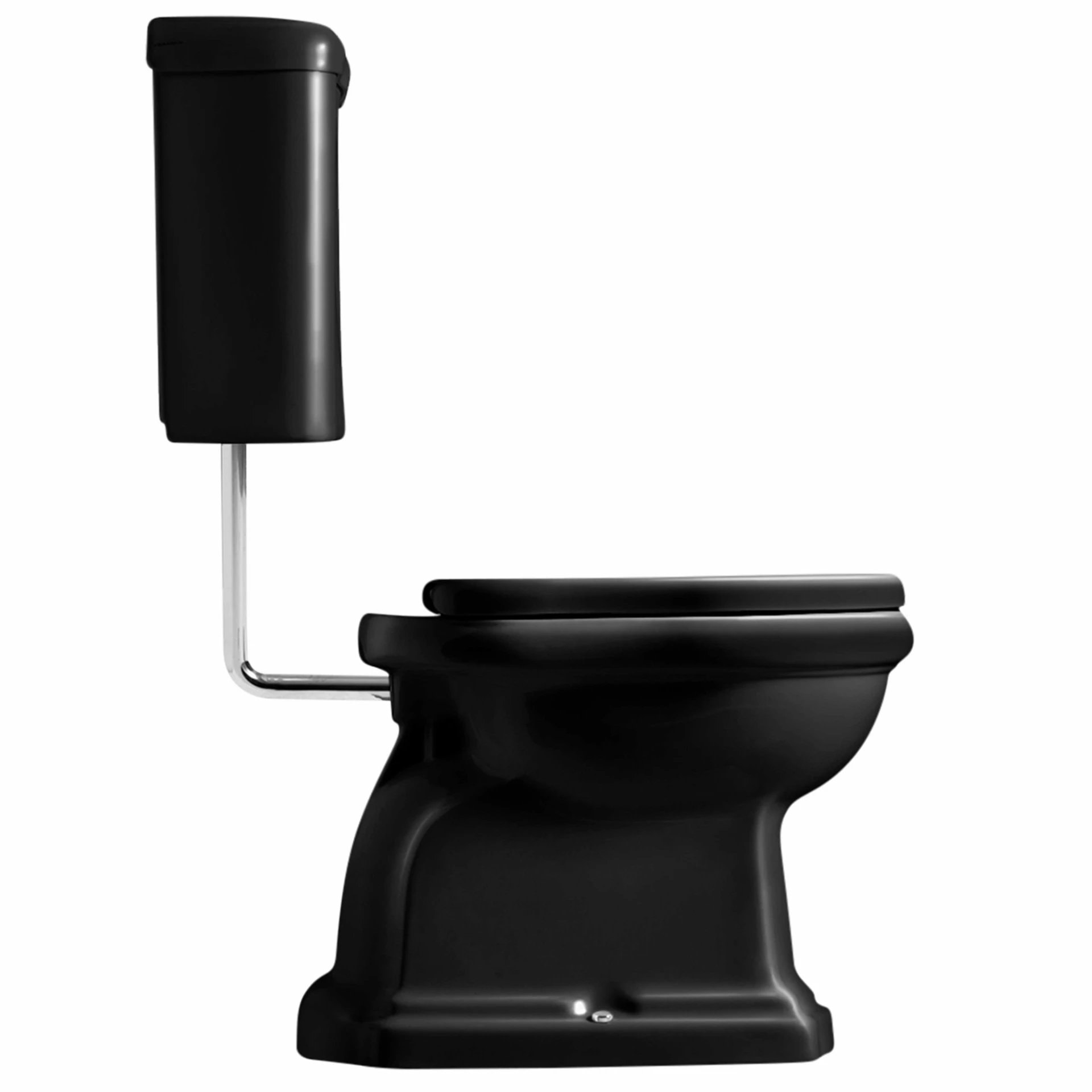 Lavabo Retro Low toilet blank sort/krom rør med P-lås
