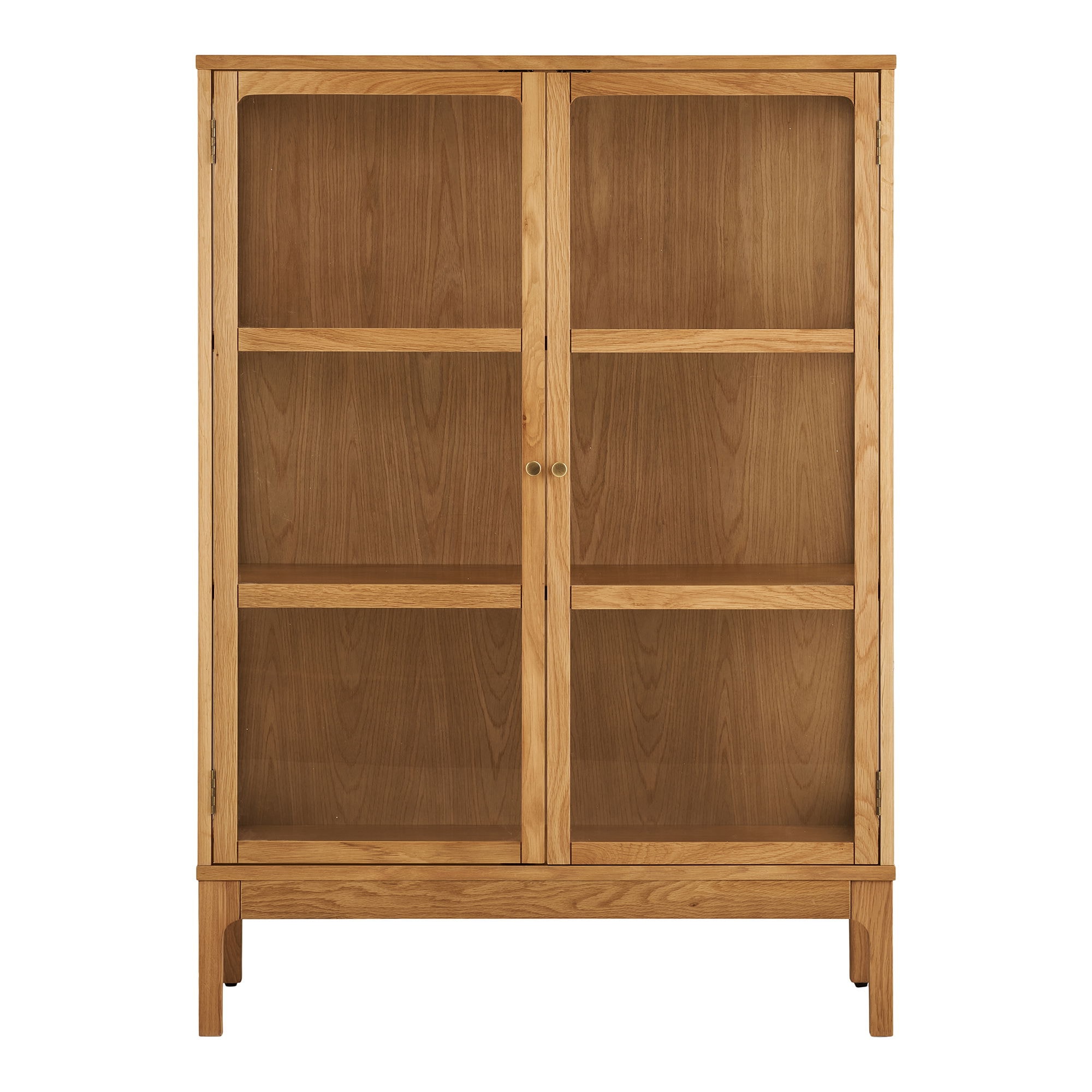 House Nordic Zamora vitrineskab, 2 glaslåger, 2 hylder, eg/egefiner/hærdet glas, natur 40 x 90 x 126 cm